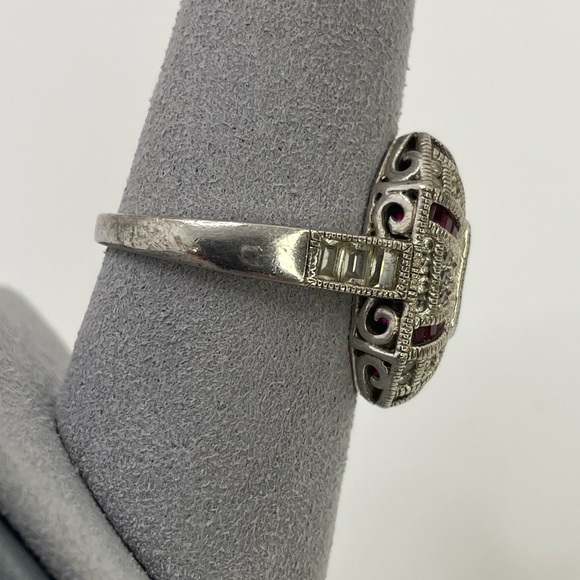 Prime Art & Jewel Art Deco Pink/Red Cubic Zirconia Ring Size 9 - Picture 8 of 12